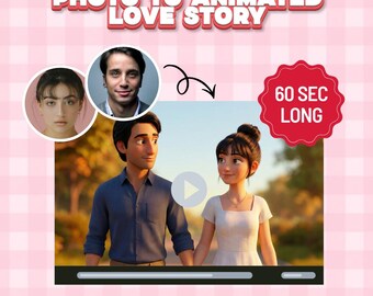 Custom Pixar Style Couple Animation, Personalized Love Story Video (Digital Download)