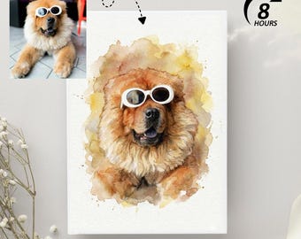 Custom Pet Watercolor Portrait from Photo Romantic Pet Memorial Gift Digital Download for Dog or Cat Lovers