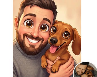 Personalized Dog Mom Portrait from Photo, Custom Pet and Owner Keepsake, Heartfelt Digital Download Gift