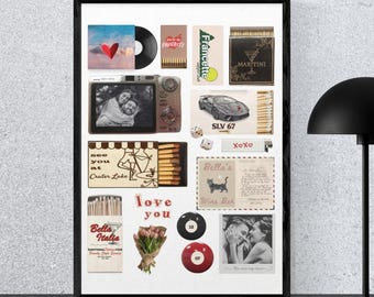 Retro Matchbook Art from Photo, Personalized Matchbox Poster, Custom Love Memory Print, Anniversary Wall Art