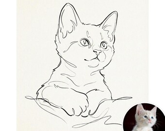 One Line Pet Portrait from Photo, Minimal Dog or Cat Line Art, Custom Pet Drawing, Modern Pet Wall Art Digital Download