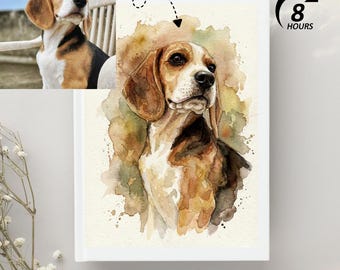 Personalized Pet Portrait from Photo Watercolor Dog or Cat Gift Digital Download Custom Animal Artwork