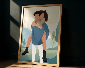 Minimalist Faceless Couple Portrait from Photo, Custom Love Illustration, Modern Personalized Digital Wall Art