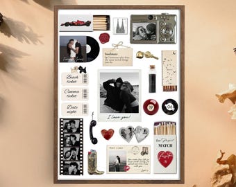 Personalized Anniversary Matchbook Portrait from Photo Romantic Couple Wall Art Digital Download Gift