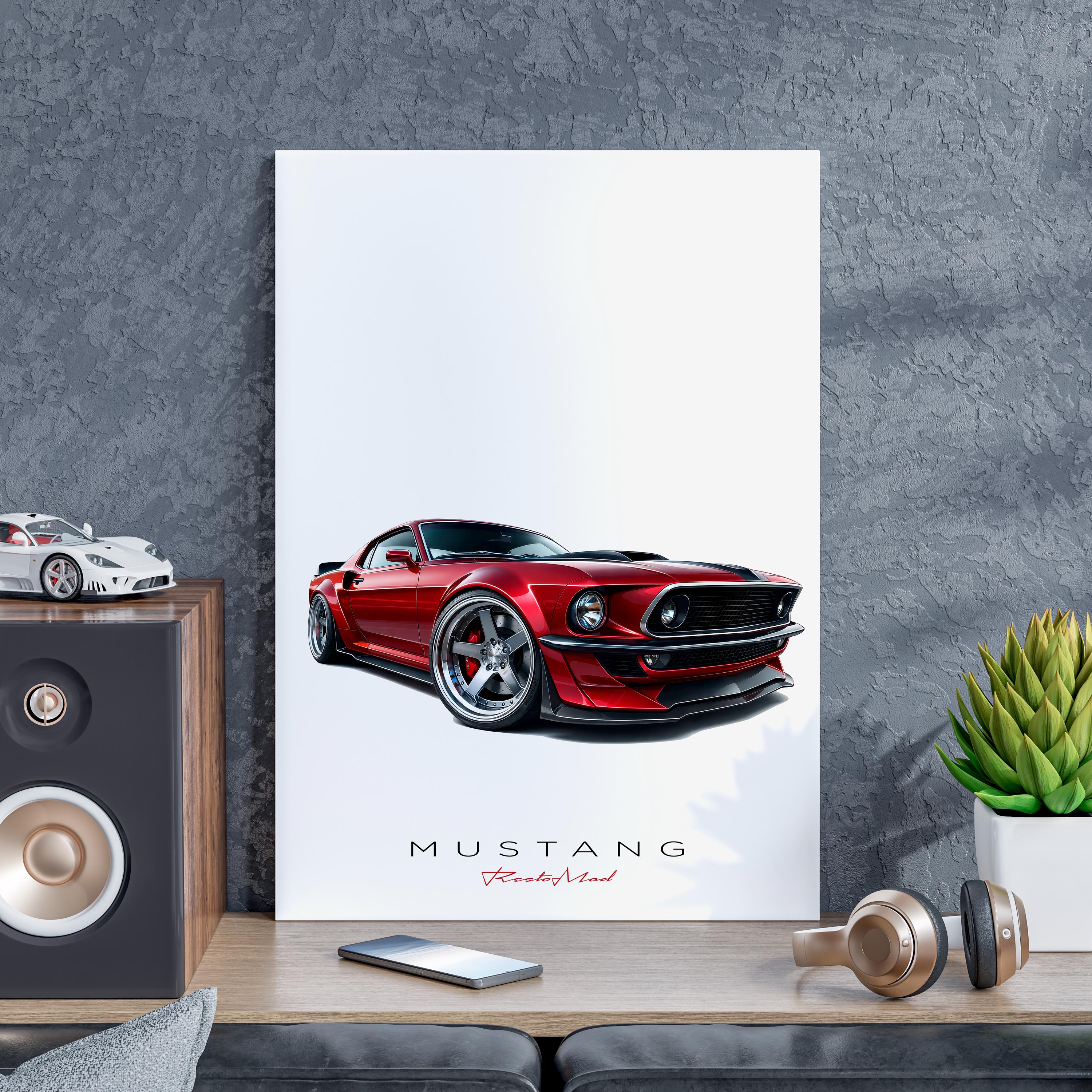 1968 Ford Mustang Fastback Restomod Poster – Muscle Car Wall Art ...
