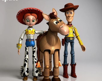 Pacchetto STL articolato di Toy Story / Woody, Jessie, Bullseye modello 3D (download digitale)