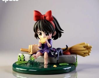 Kiki STL 3D Model | Chibi Witch Girl Statue | Separated | Non-Supported | Cute Resin Printable Anime Figure
