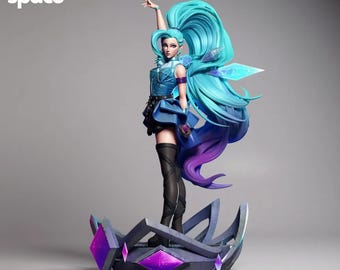 Seraphine K/DA ALL OUT 3D Model | League of Legends Statue (Digital Download)