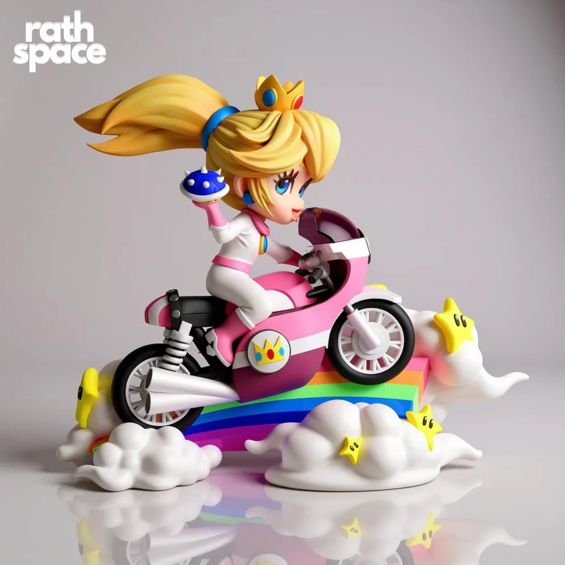 Princess Peach Mario Kart Chibi 3D Model | Rainbow Road Statue (STL ...