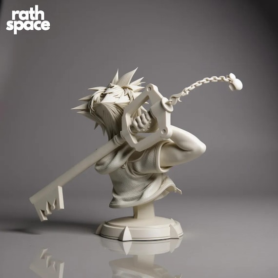 Sora Kingdom Hearts Statue STL | Fullsize & Bust 3D Print Model