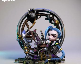 Modello 3D STL di Jinx Chibi / Diorama Arcano di League of Legends (download digitale)