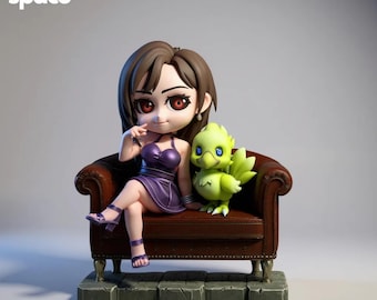 Tifa Lockhart Chibi STL 3D Modell | Final Fantasy Statue (Digitaler Download)