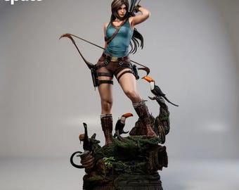 Lara Croft 1:6 skala STL 3D-modell | Tomb Explorer-staty | Separerad | Stöds ej | Digitalt samlarobjekt