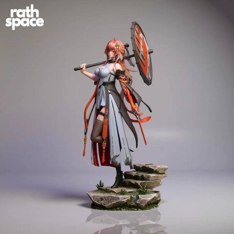 anime warrior girl statue