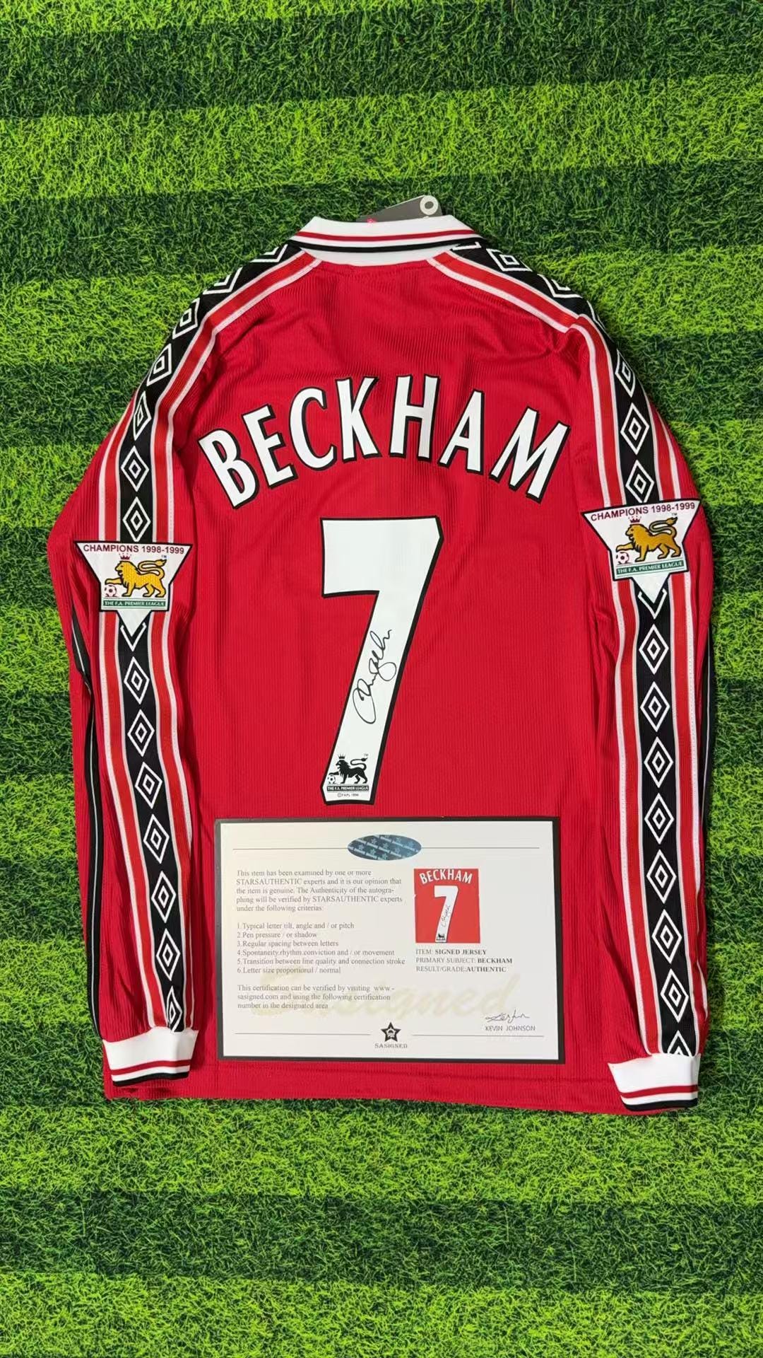 Maillot Vintage Manchester United – David Beckham N°7, 1998, Umbro, Taille XL