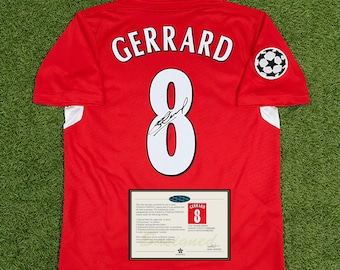 GERRARD Liverpool 2004/05 Home Retro Jersey with Signature | Classic Football Shirt | Vintage Soccer