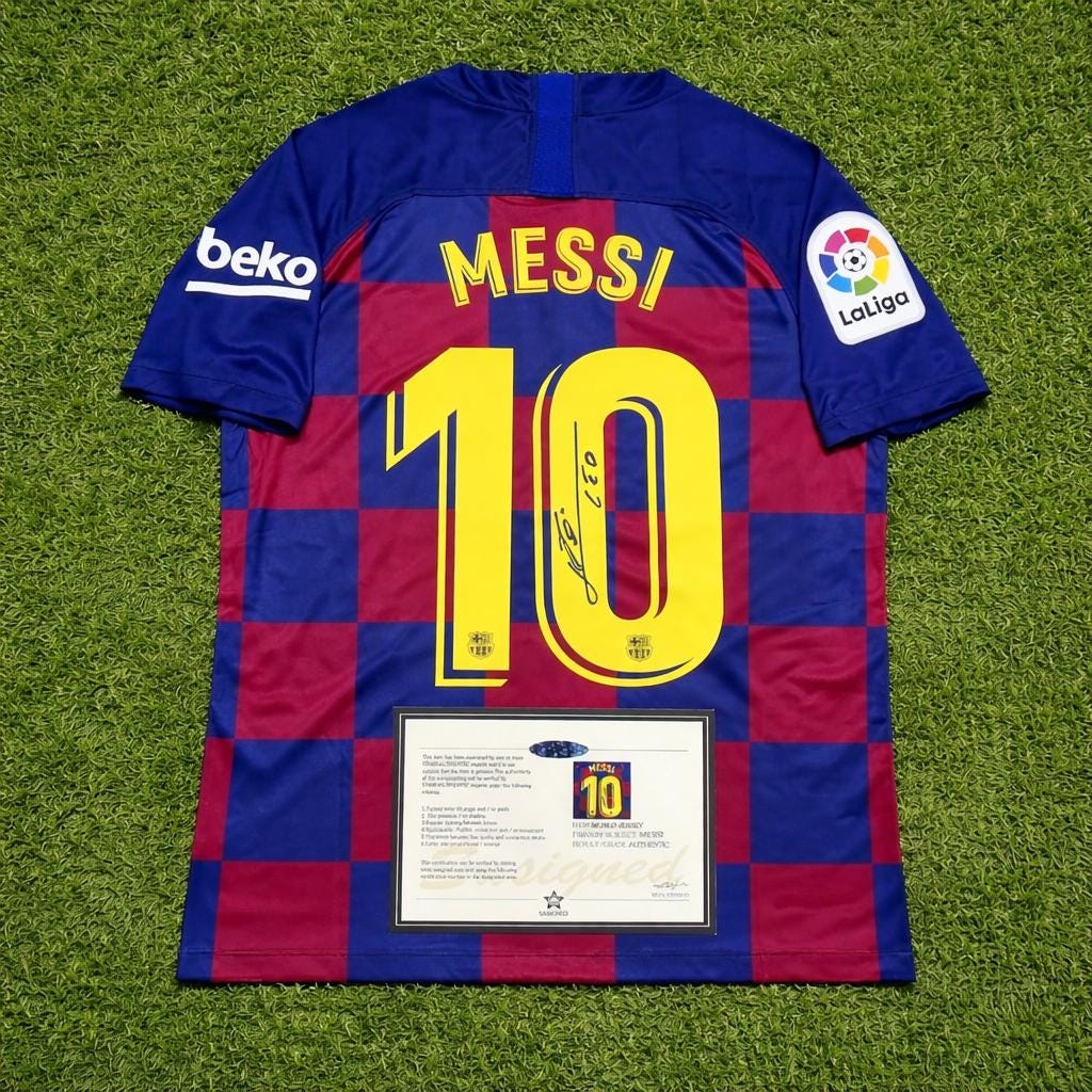 01 Maillot Barcelone Messi Non Porté Émis T-Shirt Jersey Camiseta Signé