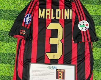Maldini AC Milan 2006/07 Retro Jersey with Signature | Classic Football Shirt | Vintage Soccer