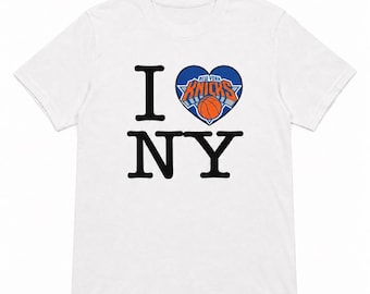 New York Knicks Shirt, I Heart NY Knicks Tee, Knicks Basketball T-Shirt, NYC Basketball Fan Shirt, Blue Orange NY Game Day Graphic Tee