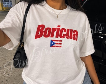 Koszulka Boricua Puerto Rico, koszulka z flagą Portoryko, koszulka Boricua, koszulka Latina Pride, prezent z Portoryko, czerwona koszulka z grafiką