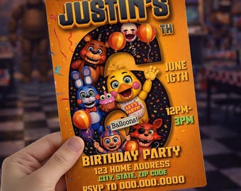 Five Nights at Freddy's Digital Birthday  Invitation, Editable Kids Party Invite, Canva