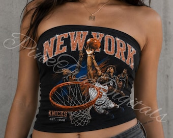 New York Basketball Tube Top, NY Basketball Fan Shirt | Rhinestone Basketball Top | The Winning Shot | Women's Game Day Outfit