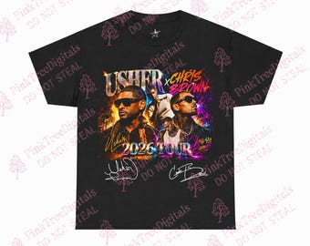 Usher Chris Brown 2026 Tour Tee, Raymond x Brown, R&B Tour Graphic T-shirt | Neon Legends