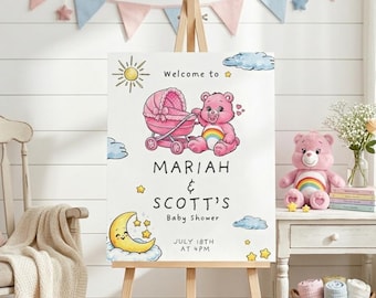 Dream Care bears Baby Shower Welcome Sign Template