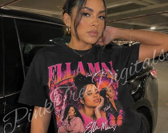 Ella Mai-inspiriertes Grafik-T-Shirt, pink-oranges Retro-R&B-Shirt, Vintage-Musikfan-Shirt, Unisex-Geschenkidee