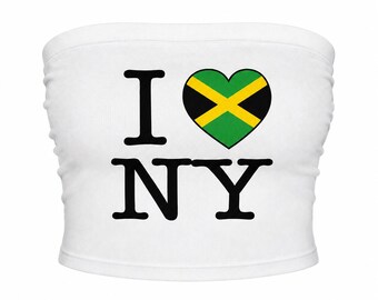 I Heart NY Country Flag Tube Top, Custom Flag Heart Top, NYC Inspired Tube Top, Caribbean Latin Pride Shirt, New York Vacation Top
