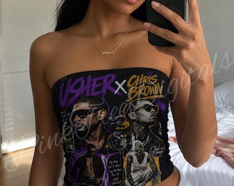 Usher Chris Brown R&B Tour Tube Top | Raymond x Brown, Unisex Urban Concert Style Tee | Two Legends One Vibe Top