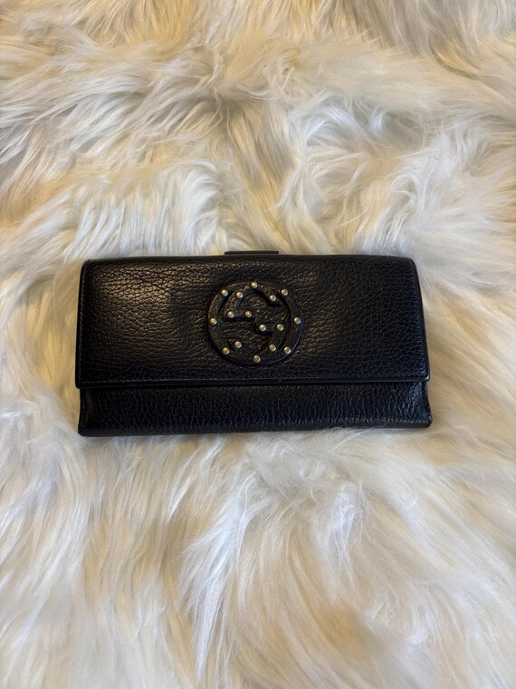 Authentic Gucci Black Studded Interlocking GG Des… - image 1