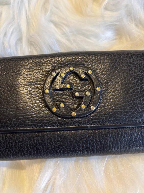 Authentic Gucci Black Studded Interlocking GG Des… - image 10