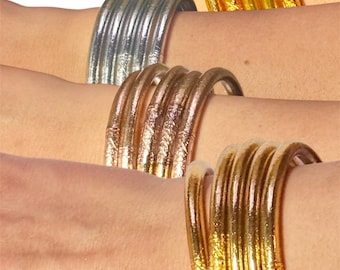 Authentische buddhistische Mantra-Armreifen, 5er-Set