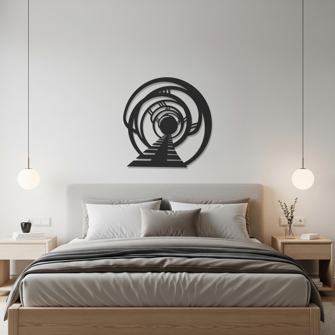 Spiral Wall Art, Abstract Tunnel Metal Design, Geometric Wall Decor ...