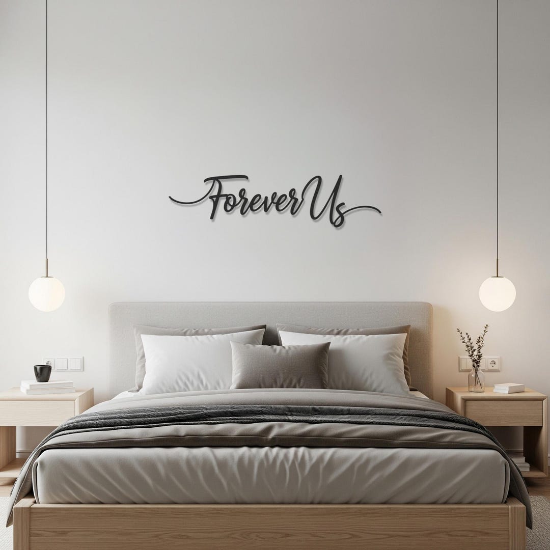 Forever Us Wall Art, Romantic Metal Script Decor, Modern Love Quote ...