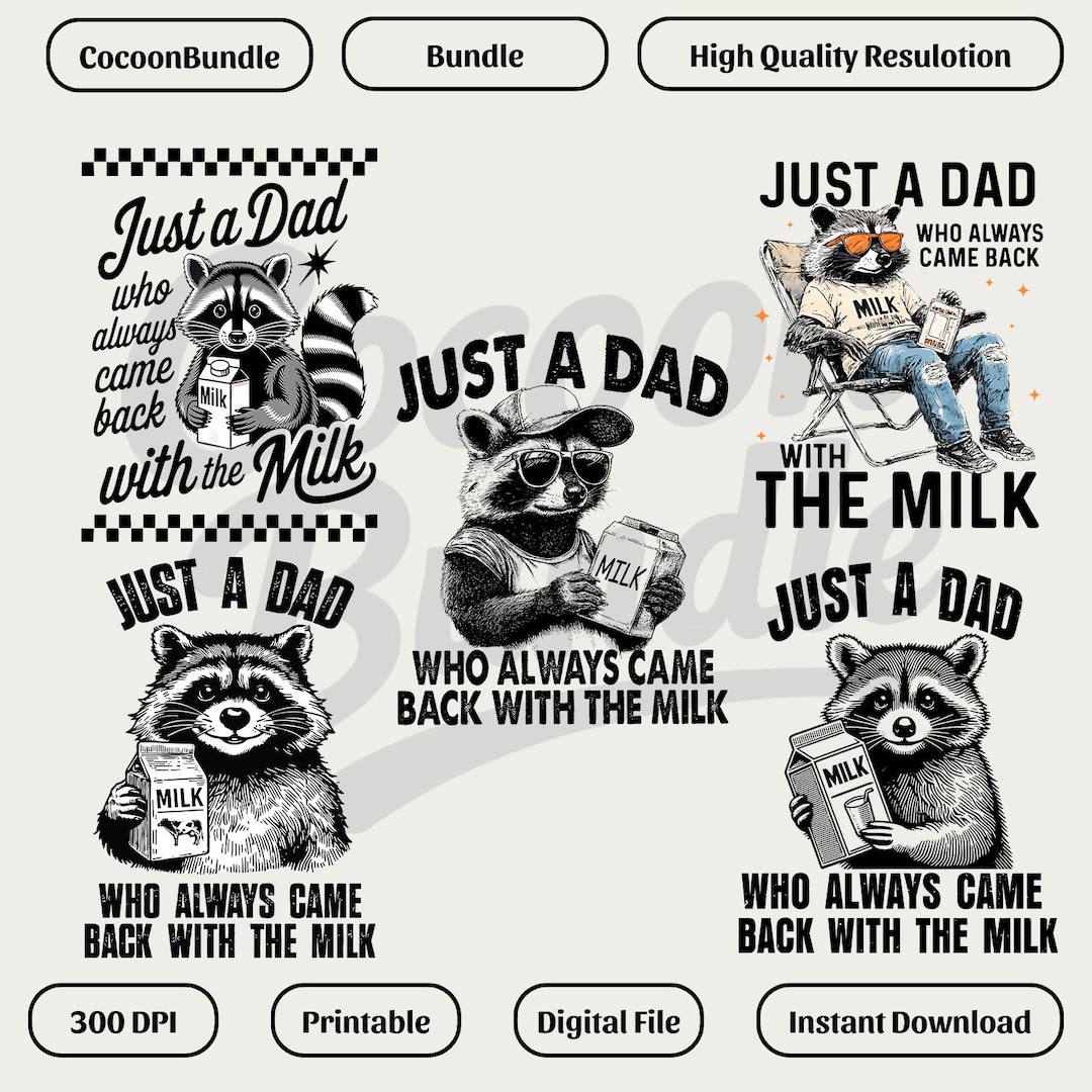 Just A Dad Raccoon Bundle Png, Funny Dad Raccoon Quote Png, Raccoon ...