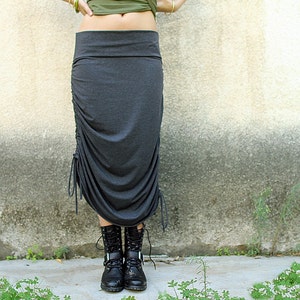 Adjustable skirt, Women skirt, Long skirt / Midi skirt, Grey skirt, Convertible skirt, Jersey skirt, Cotton skirt