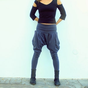Women Harem Pants, Drop-Crotch pants, Pockets pants, Yoga pants, Grey pants