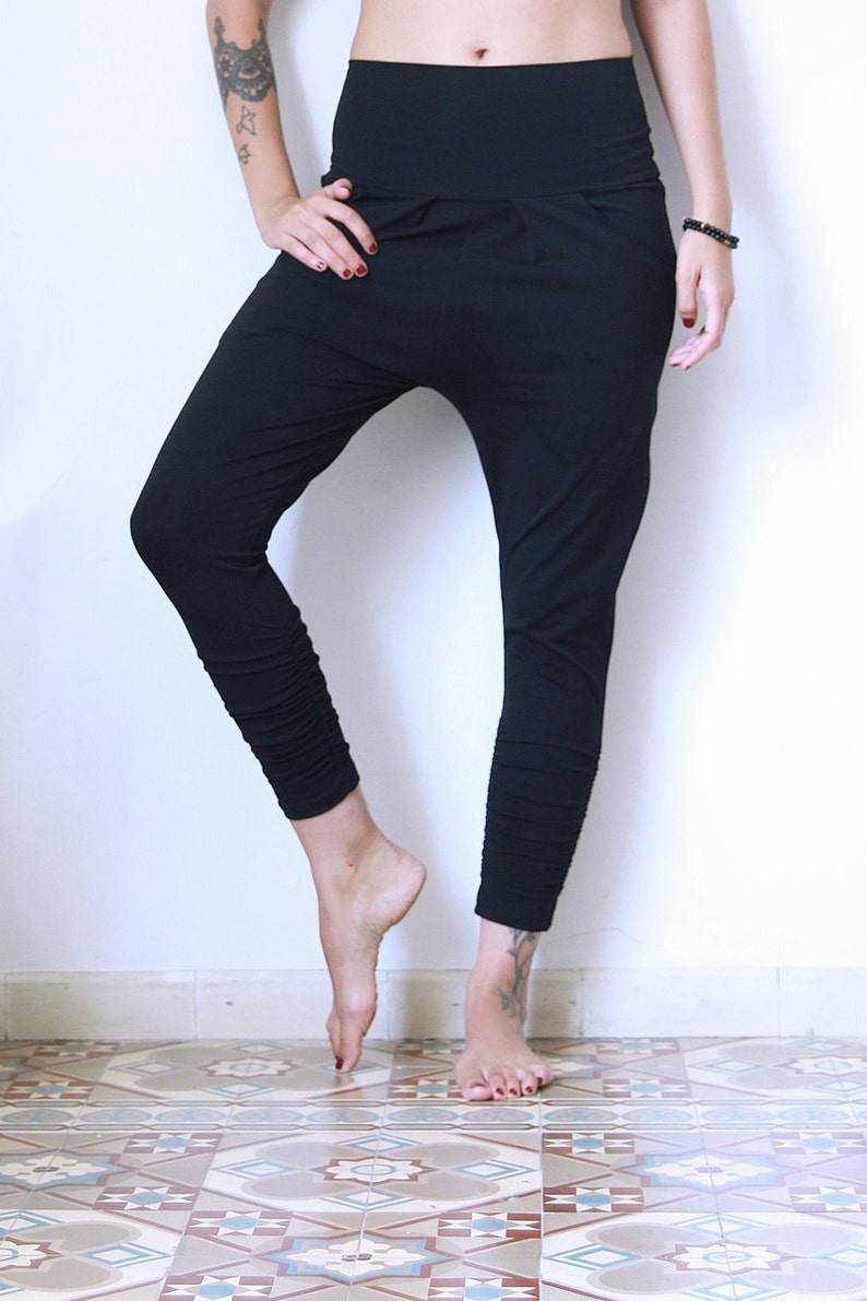 Black Joggers, Yoga pants, Drop Crotch Pants, Loose Pants, Sweat pants, Women Joggers image 3