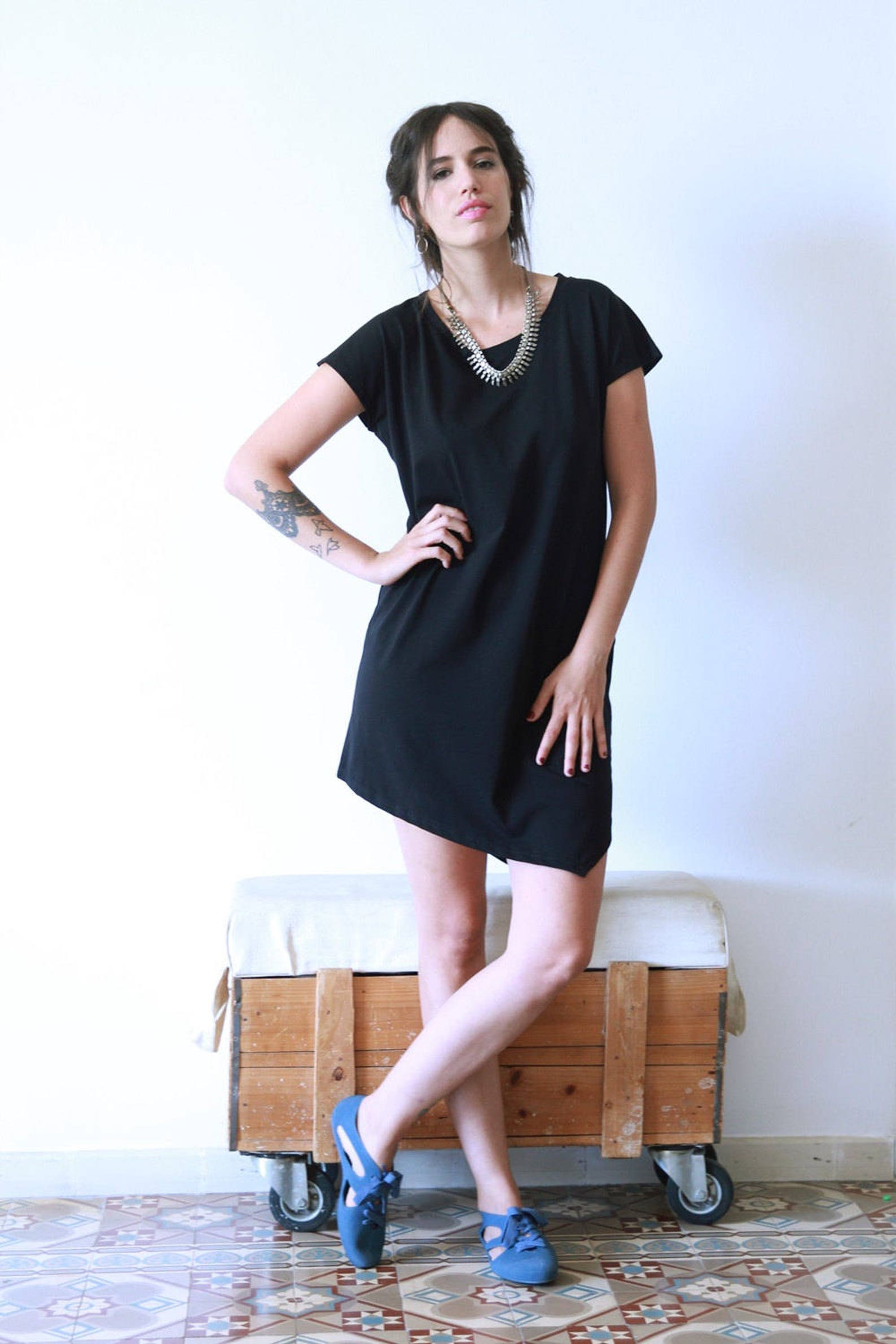 White T Shirt Dress Women White Dress Asymmetrical Dress Etsy