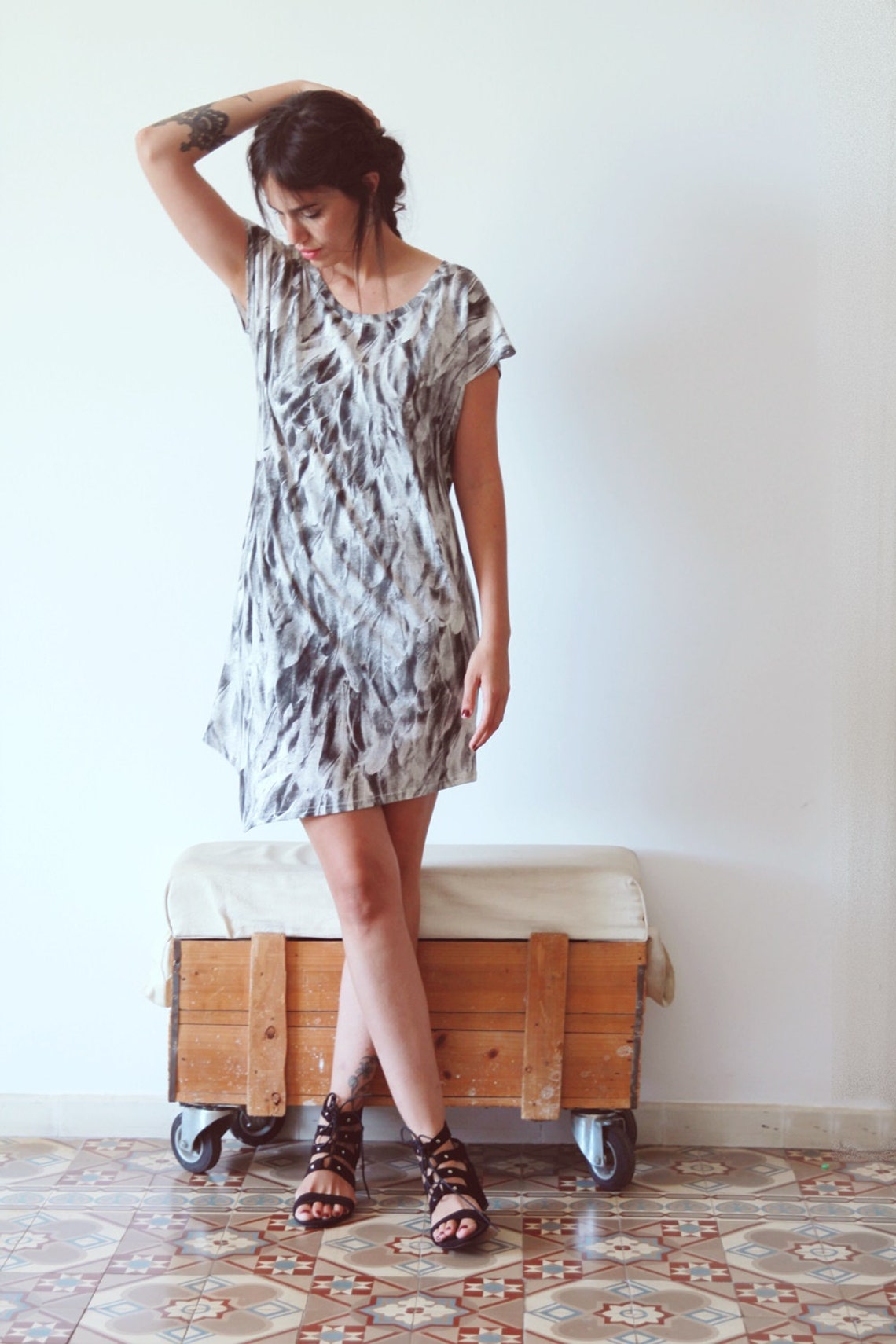 Boho Printed Wrap Around Asymmetric Dress