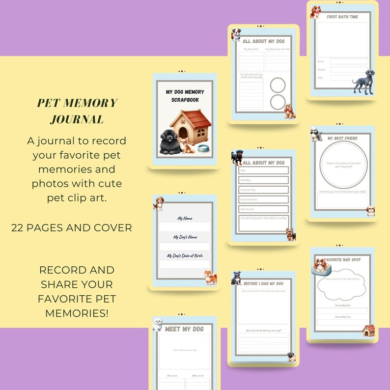 Pet Journal Example Dog Memories Journal Printable - Etsy