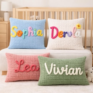 Personalized Name Pillow for Kids, Baby Name Pillow, Custom Nursery Pillow Cover, Toddler Pillow, Kids Room Decor, Baby Shower Gift