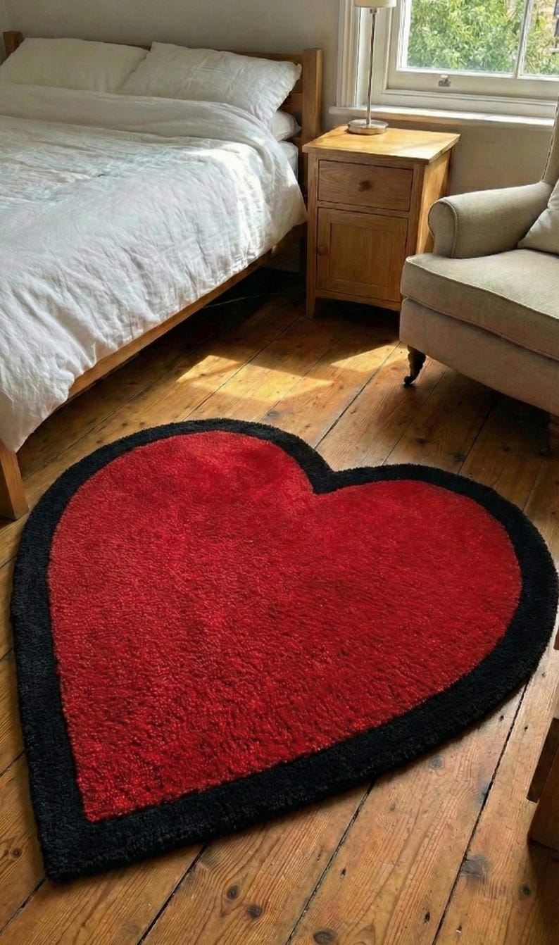 Luxury Hand Tufted Heart Shaped Rug Handmade Wool Love Rug Romantic ...