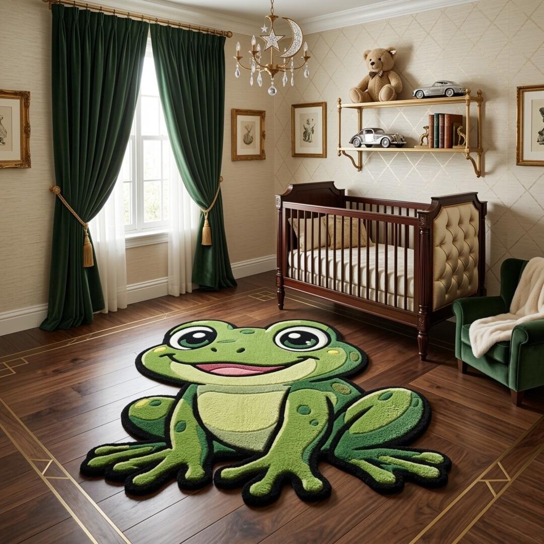 Frog Rugs Cute Frog Tufted Rug Frog Nursery Rug Cartoon Frog Kids Room Decor ...