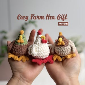 Motif poule de ferme au crochet, joli animal de la ferme au crochet, poule en peluche adaptée aux débutants, cadeau fait main pour les amateurs de ferme
