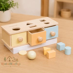 Montessori Object Permanence Box | 4 in 1 Wooden Shape Sorter | Fine Motor Learning Toy