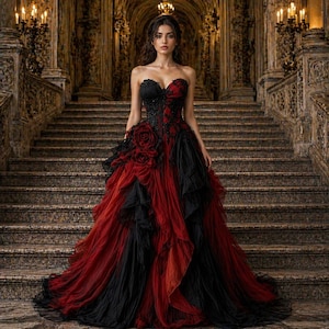 Red Gothic Gown - Etsy