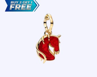 Feng Shui Portafortuna Cavallo In Ottone Con Bracciale Rosso Incluso - Amuleto Per Successo E Protezione